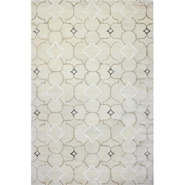 Bashian Bashian R129-IV-8X10-HG308 Greenwich Collection Geometric Contemporary Wool & Viscose Hand Tufted Area Rug; Ivory - 7 ft. 9 in. x 9 ft. 9 in. R129-IV-8X10-HG308